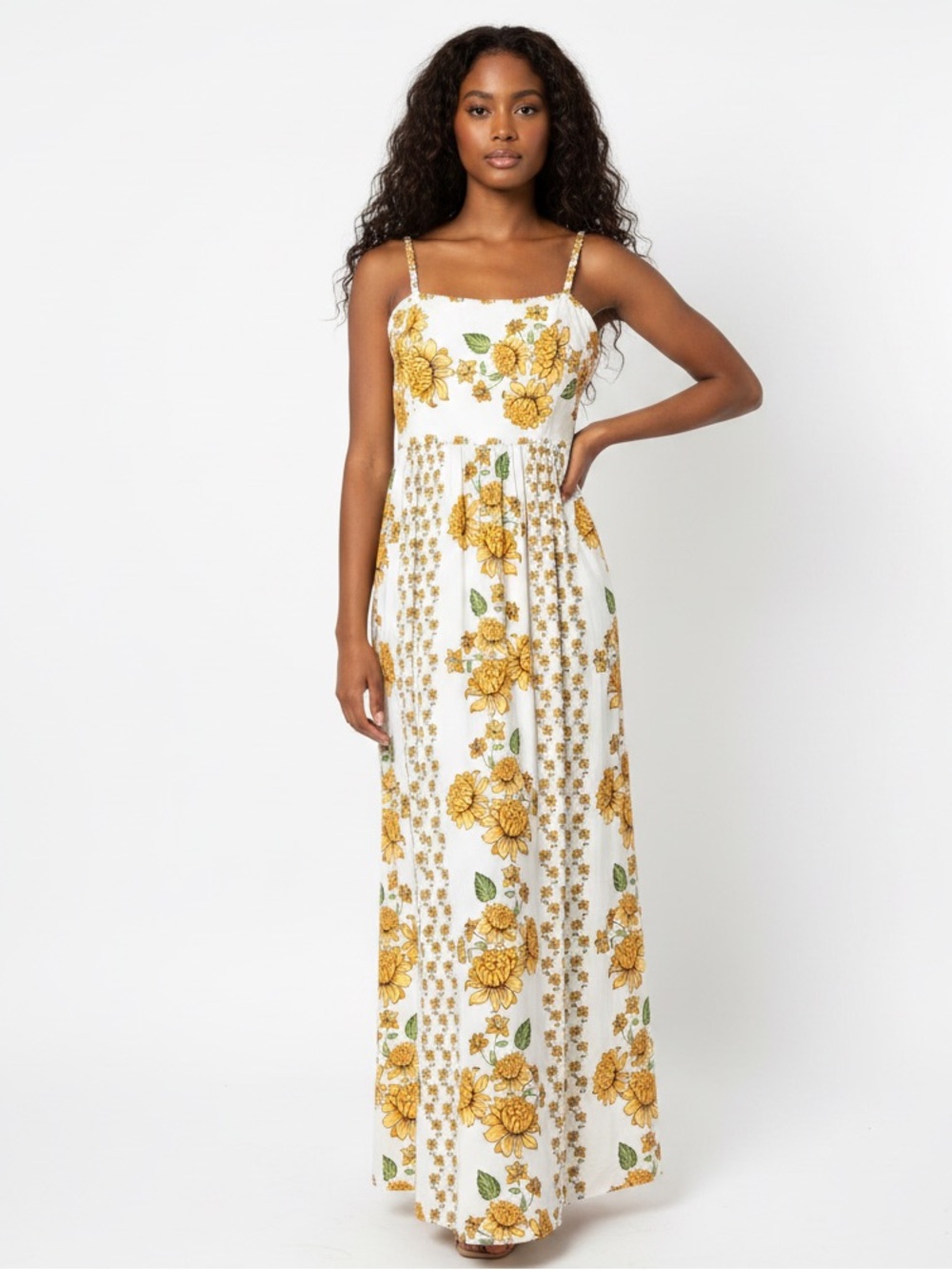 Japan Yellow Dahlia Maxi Dress
